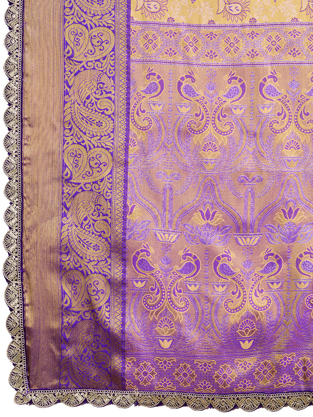 Elegant Purple Gold Designer Saree With Intricate Traditional Motifs