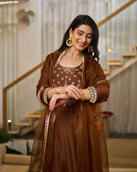 Elegant Vichitra Silk Solid Traditional Festive Suit Set
