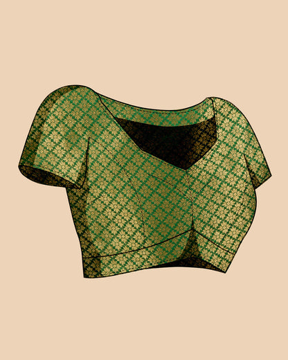 Elegant Blue Green Traditional Saree with Woven Border Design