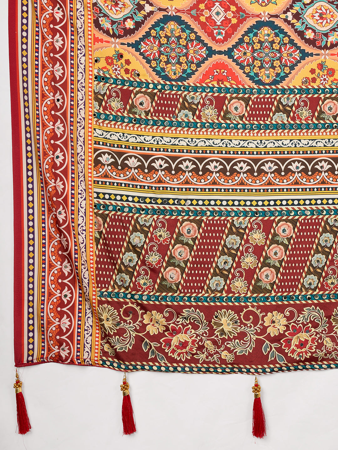 Multicolor Traditional Printed Saree with Ethnic Floral Design