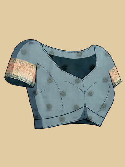 Elegant Sky Blue Floral Printed Saree for Women