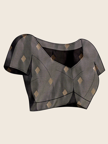Elegant Grey Black Designer Saree Traditional Festive Wear