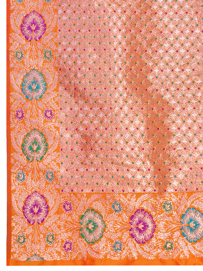Elegant Red Designer Saree With Multicolor Traditional Motifs
