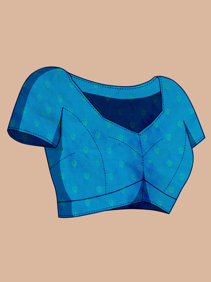 Blue Floral Woven Designer Saree With Traditional Border