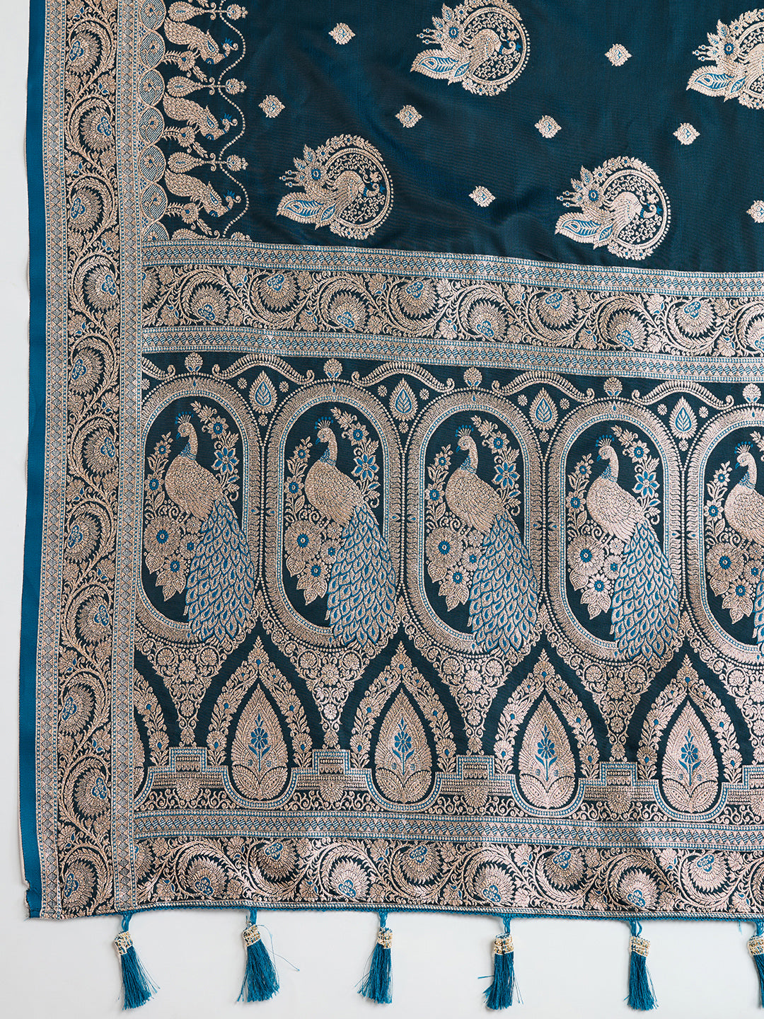 Elegant Navy Blue Peacock Printed Designer Saree for Women