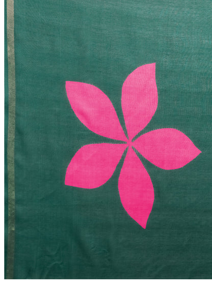 Elegant Green Floral Printed Saree for Women Festive Wear