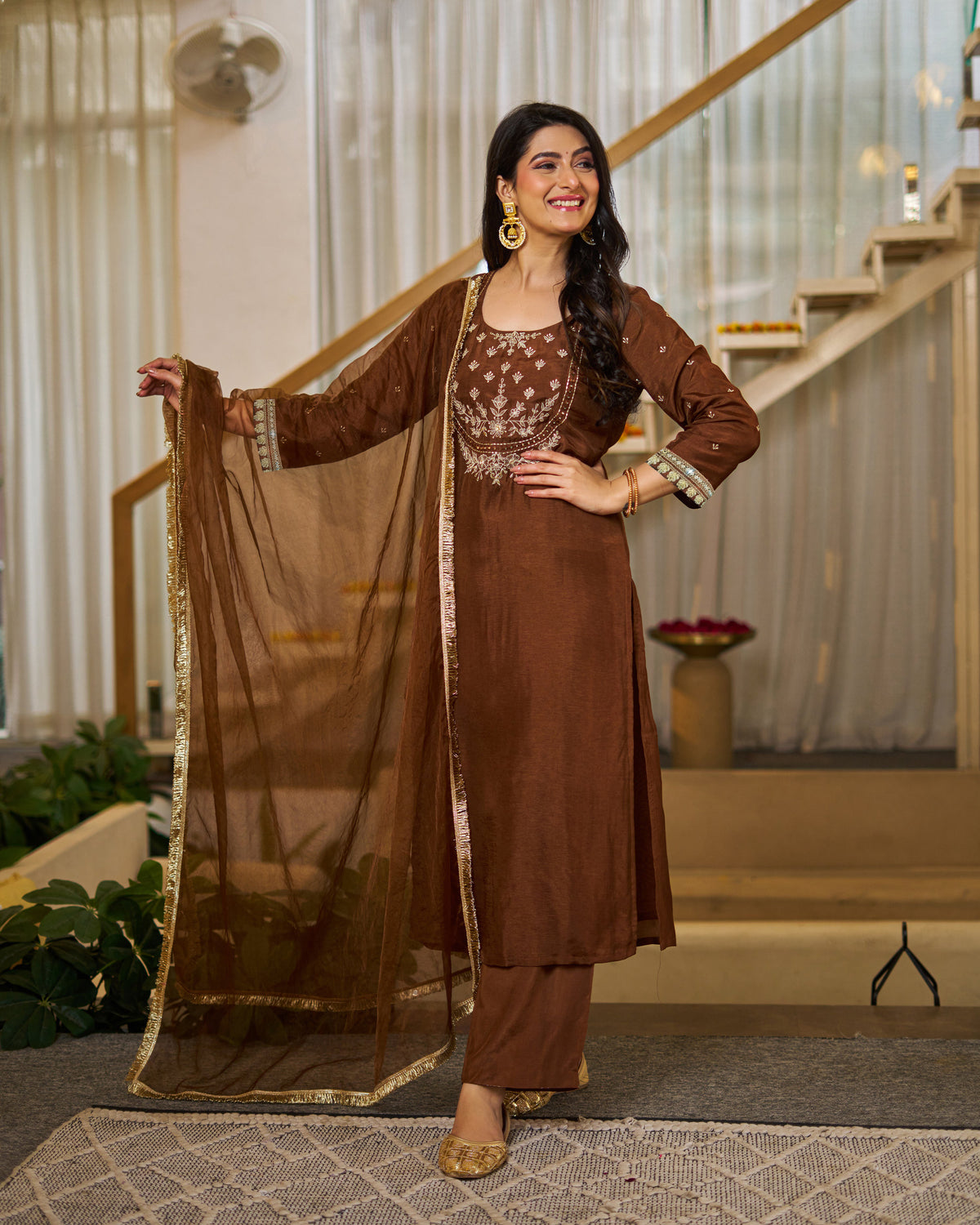 Elegant Vichitra Silk Solid Traditional Festive Suit Set