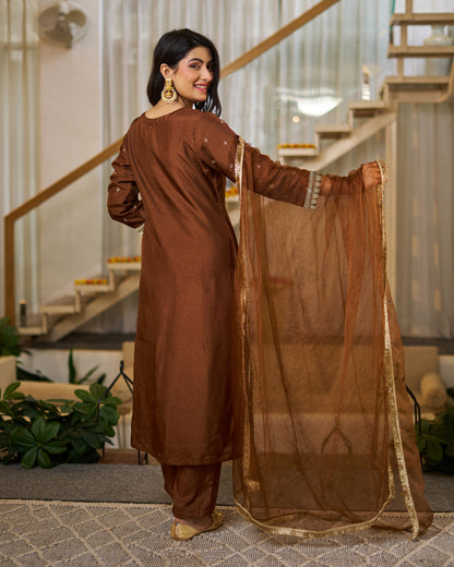 Elegant Vichitra Silk Solid Traditional Festive Suit Set