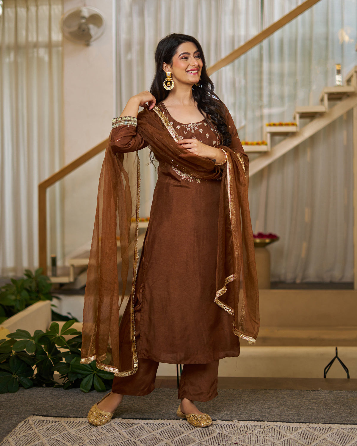 Elegant Vichitra Silk Solid Traditional Festive Suit Set