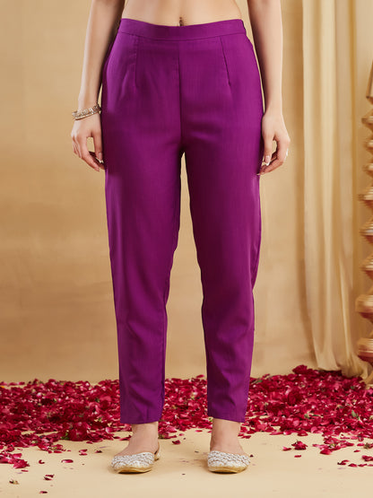 Elegant Viscose Rayon Embroidered Festive Suit Set
