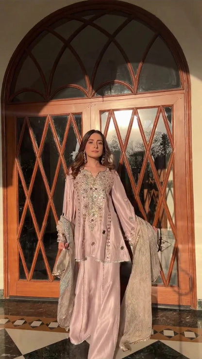 Rosé Luxe Embellished Kurta Set with Dupatta set