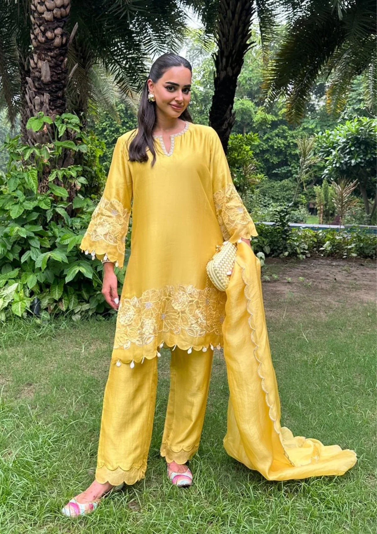 Mustard Yellow Embroidered Kurta Set Dupatta