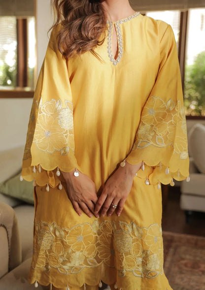 Mustard Yellow Embroidered Kurta Set Dupatta