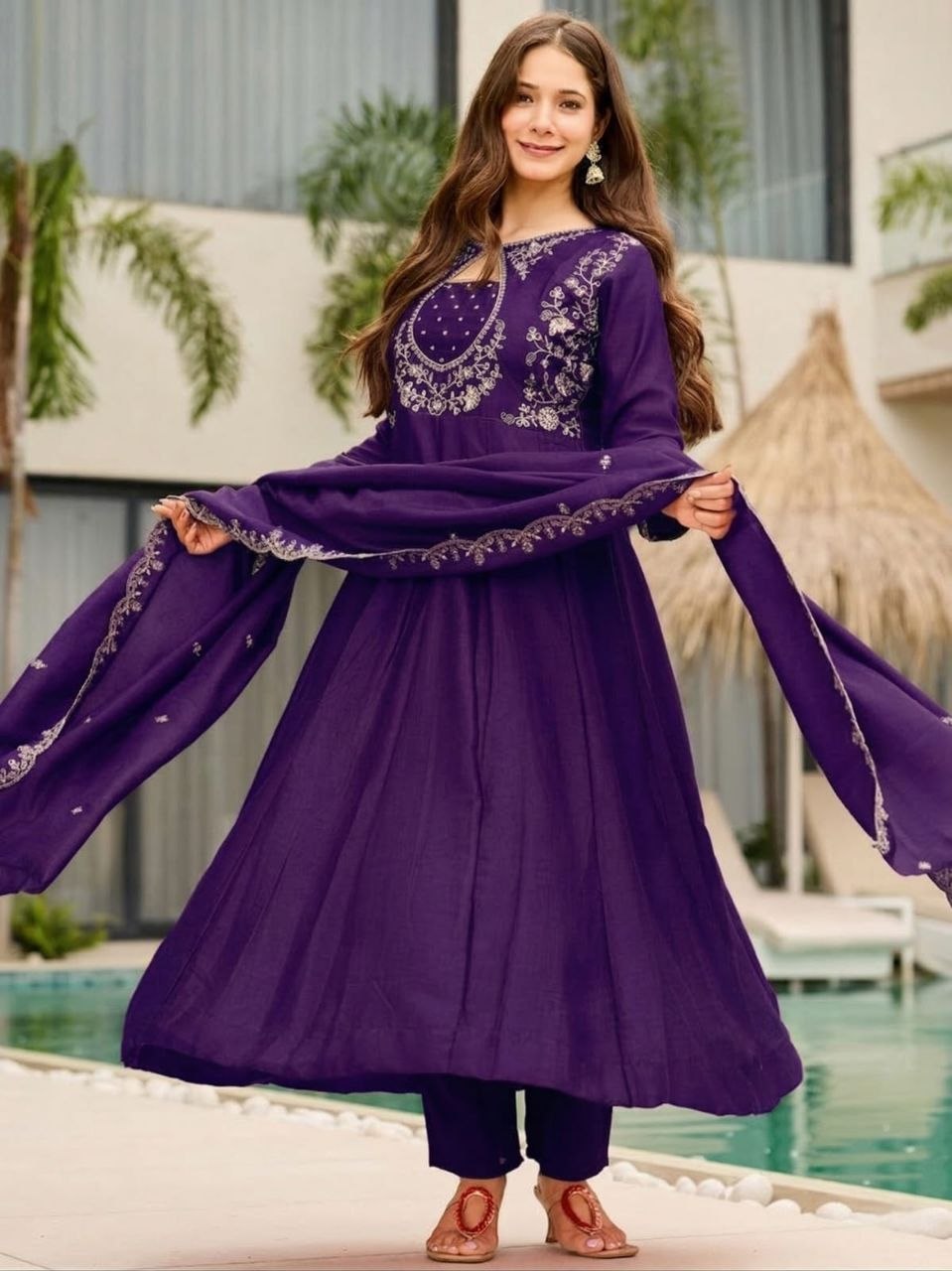 Elegant Purple Embroidered Ethnic Kurta Set for Women