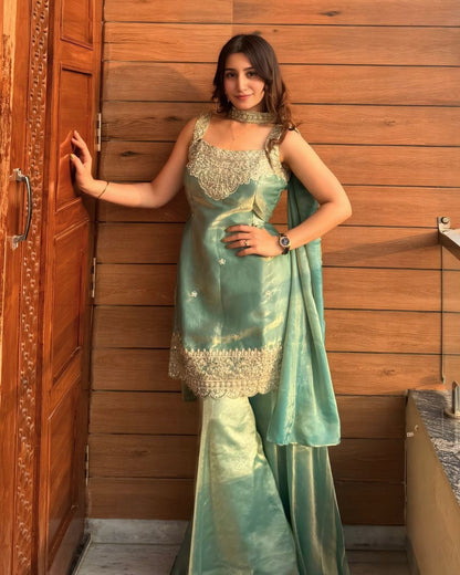 Mint Green Embroidered Lehenga Choli with Dupatta