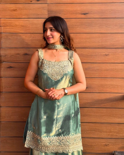 Mint Green Embroidered Lehenga Choli with Dupatta